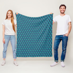 Blue and Turquoise Star of David Tessellation Fleece Blanket