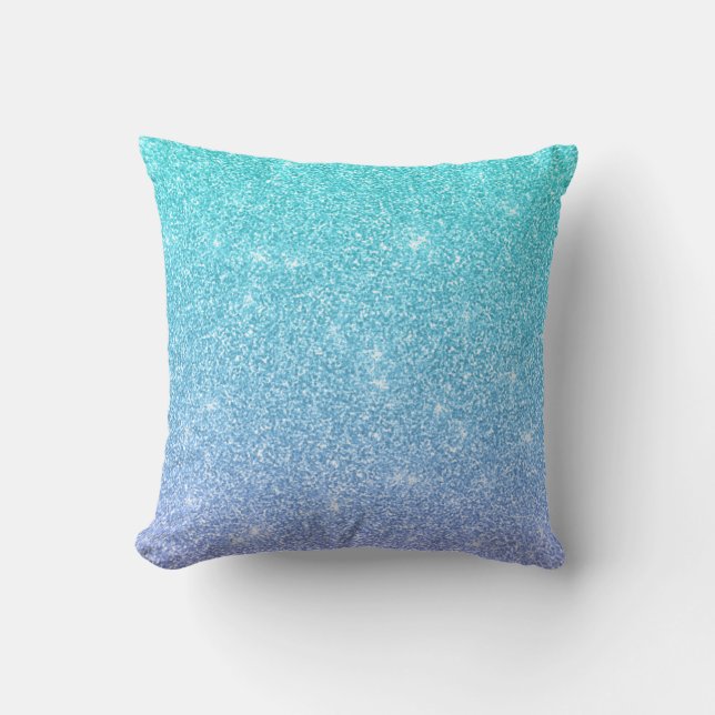 Blue And Violet Ombre Glittered Textured Cushion (Front)