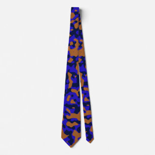 Blue and Warm Tan Camouflage in Deep Navy Tie