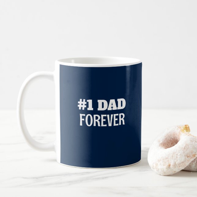 Blue and White #1 Dad Forever Father's Day Gift Coffee Mug (With Donut)