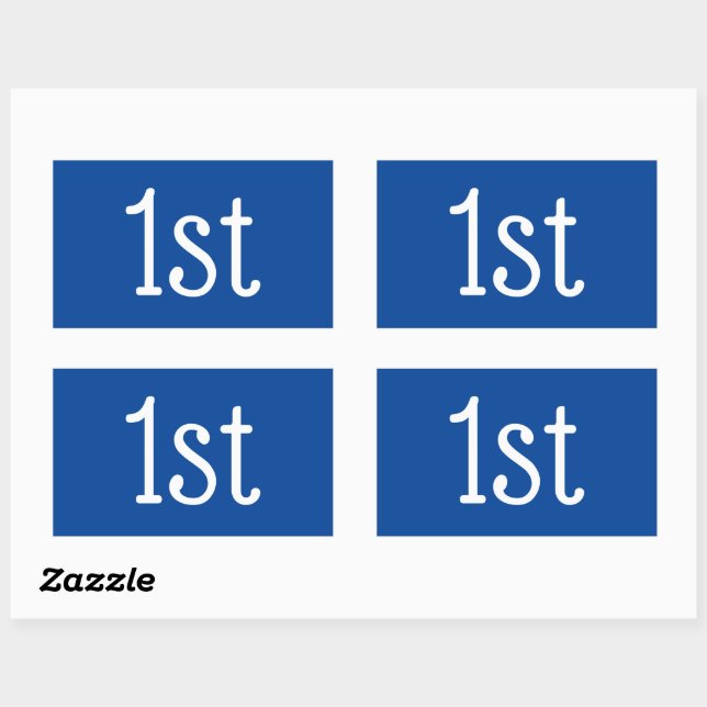  Blue and White 1st First Place Winner Award Rectangular Sticker (Sheet)