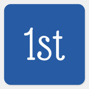 Blue and White 1st First Place Winner Award Square Sticker