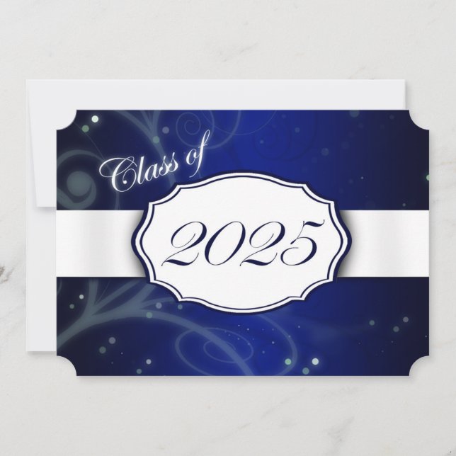 Blue and White 2025 Graduation Invitations (Front)