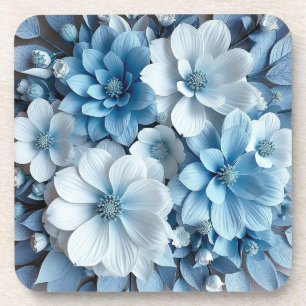 Blue and white 3d flowers coaster