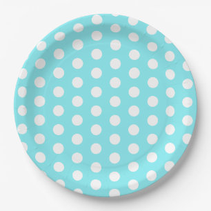 Blue And White 50th Birthday Polka Dots Paper Plate