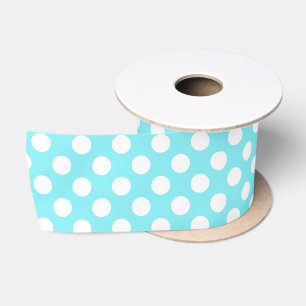 Blue And White 50th Birthday Polka Dots Satin Ribbon