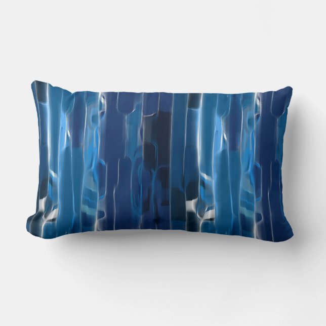 Blue and white abstract bath   lumbar cushion (Front)