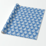 Blue and White Abstract Candle Flames Wrapping Paper<br><div class="desc">A versatile wrapping paper that works well for many of life's celebrations. A repeating pattern of abstract white candle flames has a contrasting blue background. You can change the blue background to any other colour by choosing the customise it option and selecting a different background colour.</div>