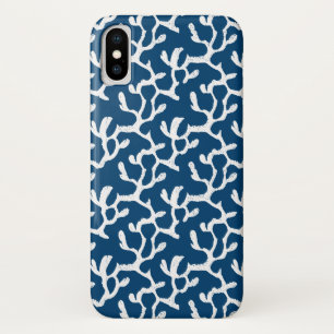 Blue And White Abstract Coral Repeating Pattern iPhone X Case
