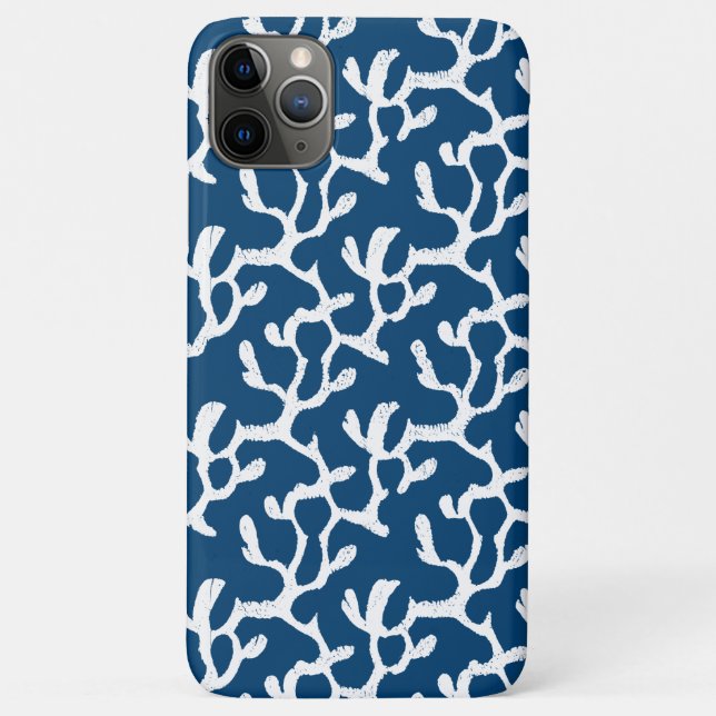 Blue And White Abstract Coral Repeating Pattern Case-Mate iPhone Case (Back)