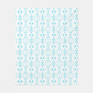 Blue and White Abstract Geometric Lace Deco Fleece Blanket