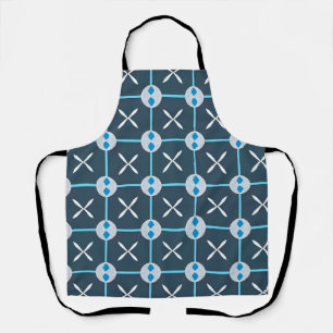 Blue and White Abstract Geometric Pattern Apron