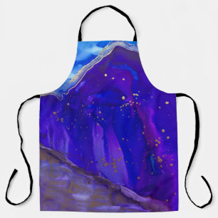 Blue and white abstract painting apron