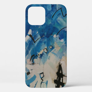 Blue and white abstract painting iPhone 12 case