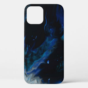 Blue and white abstract painting iPhone 12 case