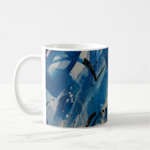 Blue and white abstract painting coffee mug