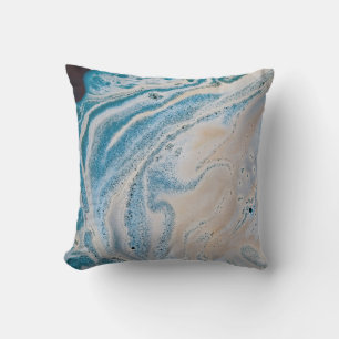 Blue and white abstract painting cushion