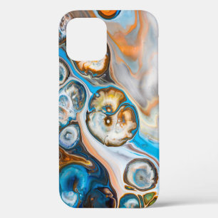 Blue and white abstract painting iPhone 12 case