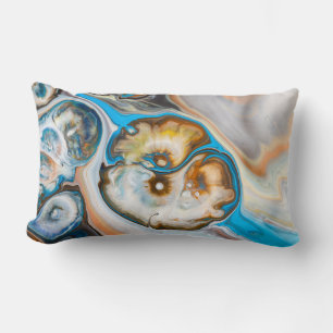 Blue and white abstract painting lumbar cushion
