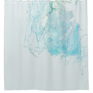 Blue and white abstract painting shower curtain