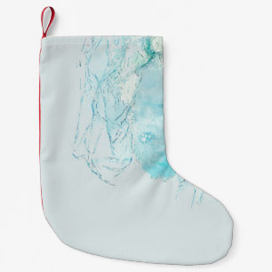 Blue and white abstract painting small christmas stocking
