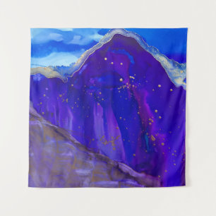 Blue and white abstract painting tapestry