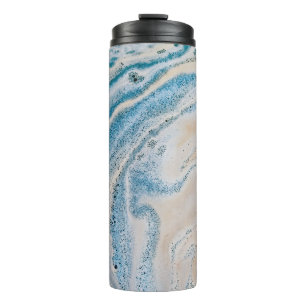 Blue and white abstract painting thermal tumbler