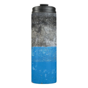Blue and white abstract painting thermal tumbler