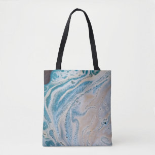 Blue and white abstract painting tote bag