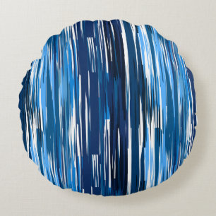 Blue and white abstract round cushion