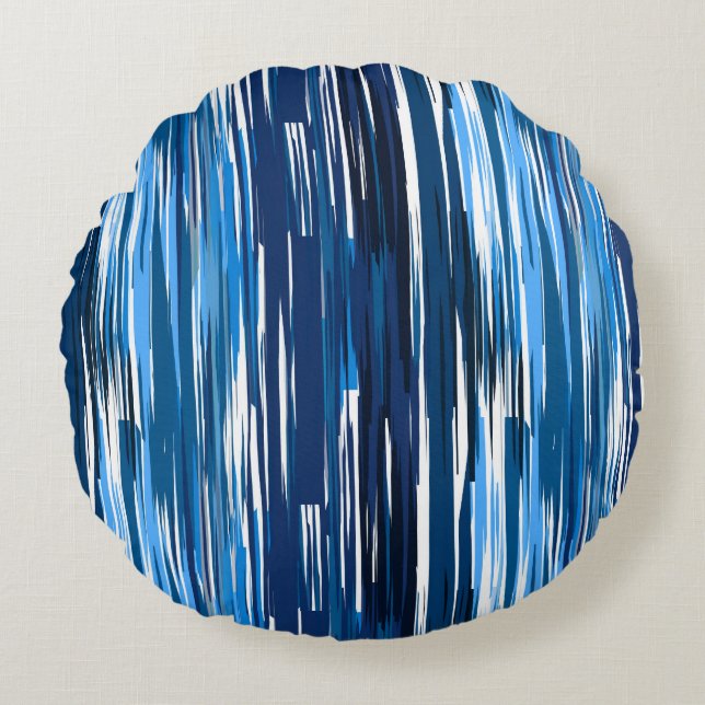 Blue and white abstract   round cushion (Front)