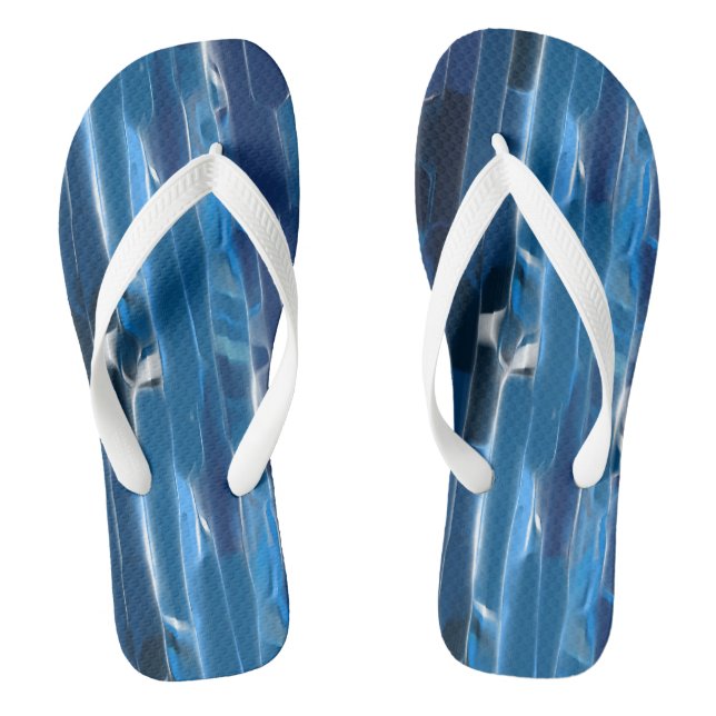 Blue and white abstract   thongs (Footbed)