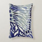 Blue and White Abstract Watercolor Accent Pillow