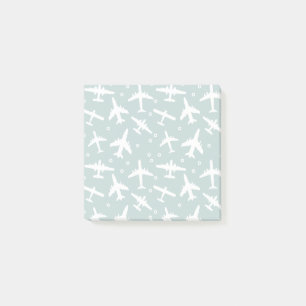 Blue and White Aeroplane Patterned Post-it Notes