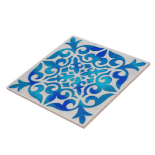 Blue and white aesthetic pattern ceramic tile