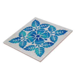 Blue and white aesthetic pattern ceramic tile