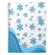 Blue and white aesthetic spiral notebook.