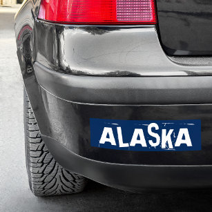 Blue and White Alaska Typography Bumper Sticker