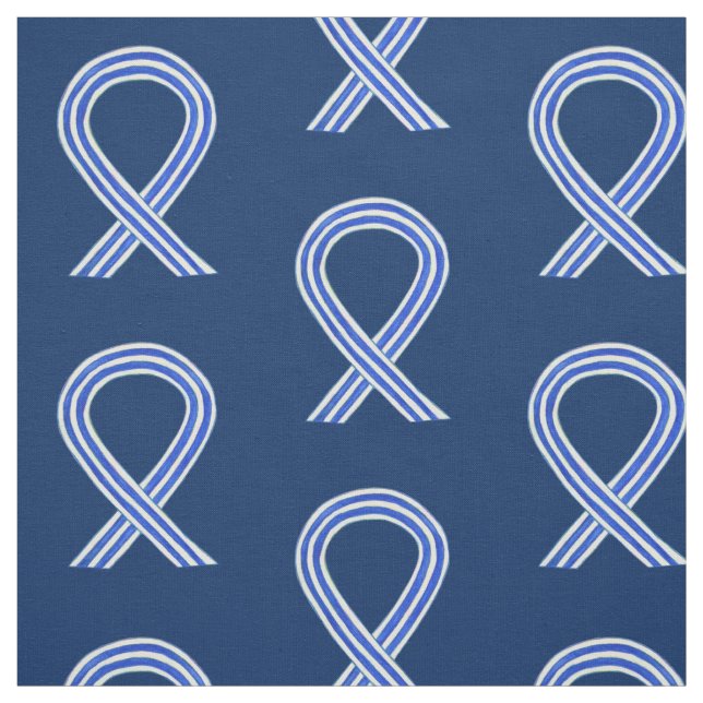 Blue and White ALS Awareness Ribbon Custom Fabric (Swatch)