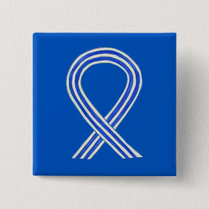 Blue and White ALS Ribbon Awareness Custom Pin