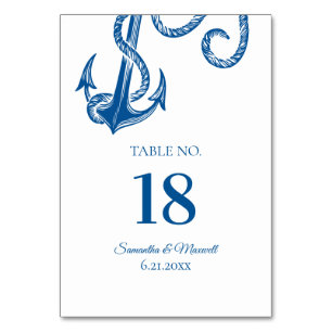 Blue and White Anchor Table Number