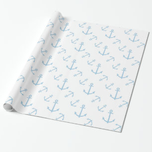 Blue and White Anchors Wrapping Paper