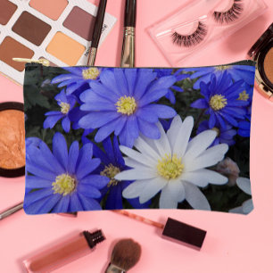 Blue and White Anemones Floral Accessory Pouch