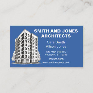 Blue and White Architects Developers Real Estate Business Card