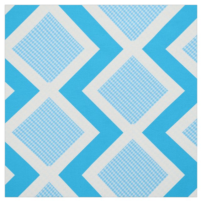 Blue and White Argyle Print Chevron Fabric (Swatch)