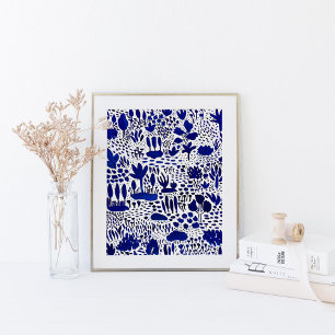 Blue and White Artwork Poster