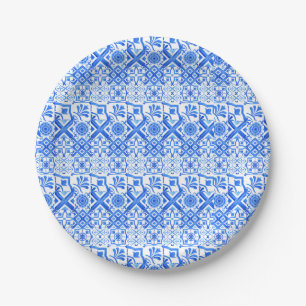 Blue and White Azulejo Spanish Azul Pattern Paper Plate