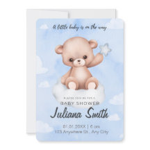 Blue and White Baby Shower In Invitation