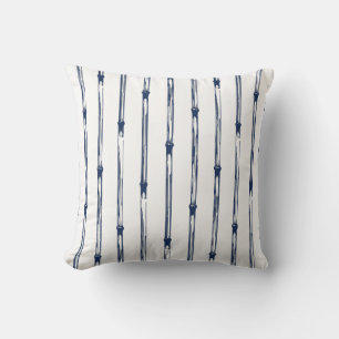 Blue and white bamboo stakes Japanese pattern Cushion