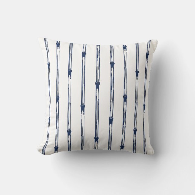 Blue and white bamboo stakes Japanese pattern Cushion (Front)